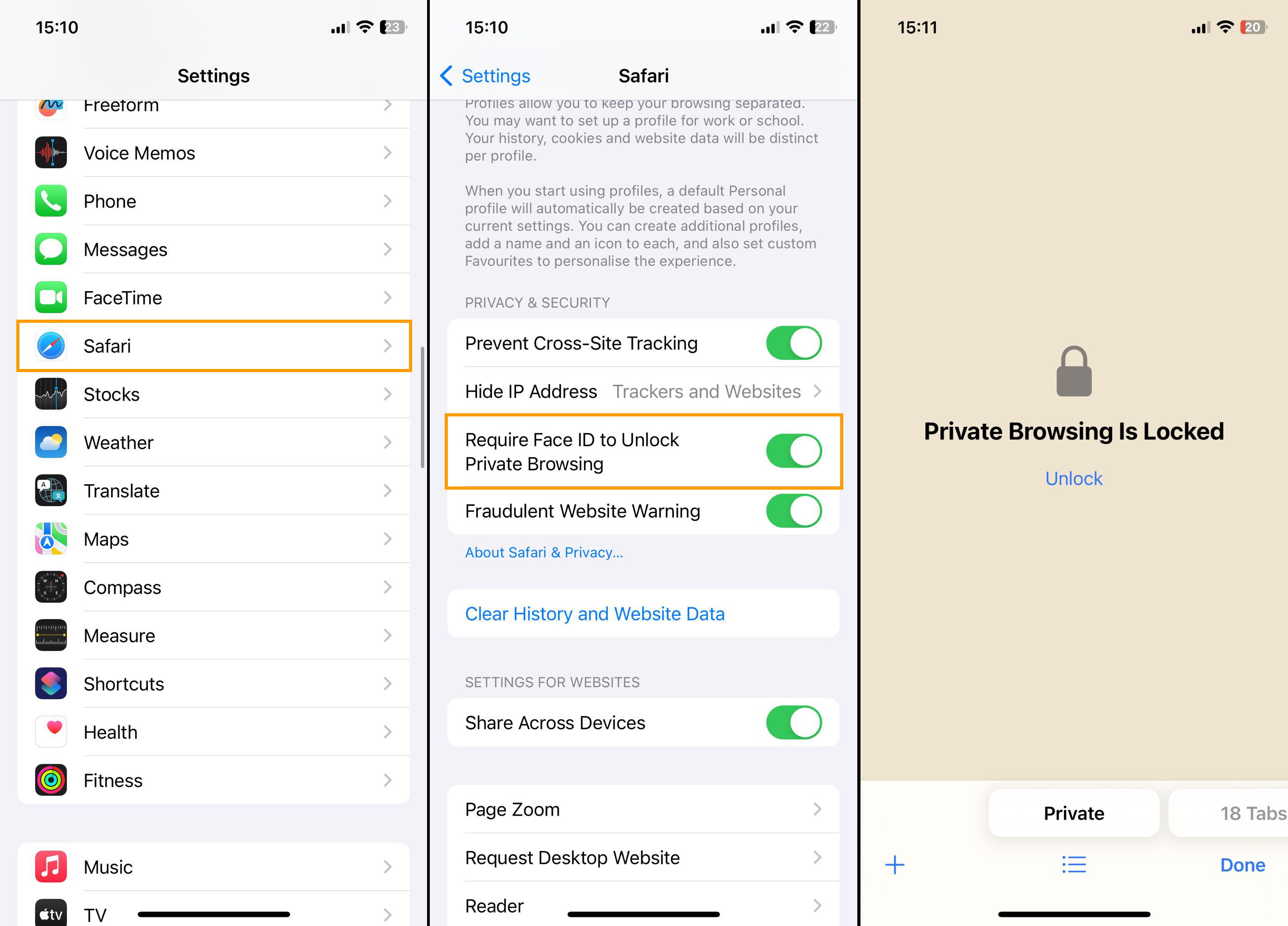 How to Block Private Browsing in Safari with Face ID