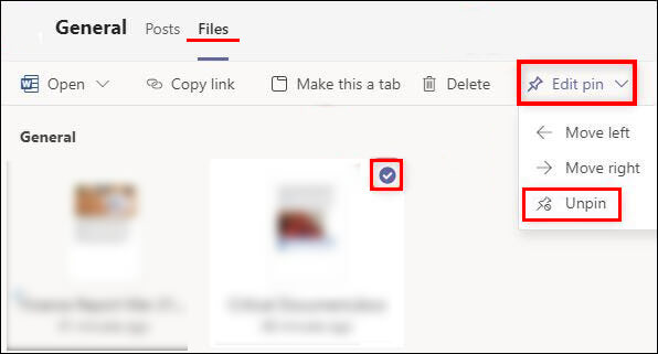 how to pin files documents in microsoft teams