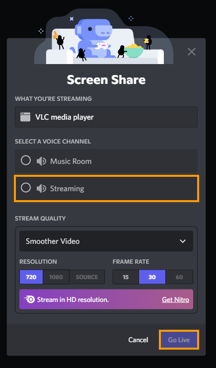 VLC streaming over discord