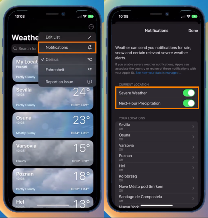 How to enable Severe Weather Notifications on iPhone 