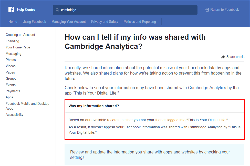 how do you check if your data was leaked by facebook
