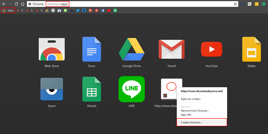 how to add chrome websites shortcuts to start menu