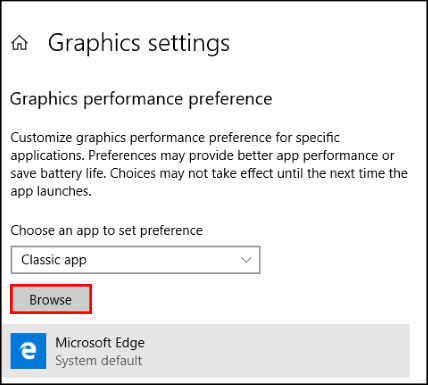 how do you set app graphics settings on windows 10