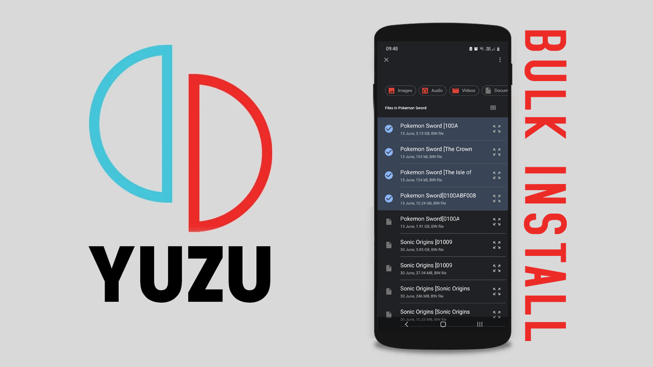 How to bulk install Game Updates and DLC in Yuzu Android.