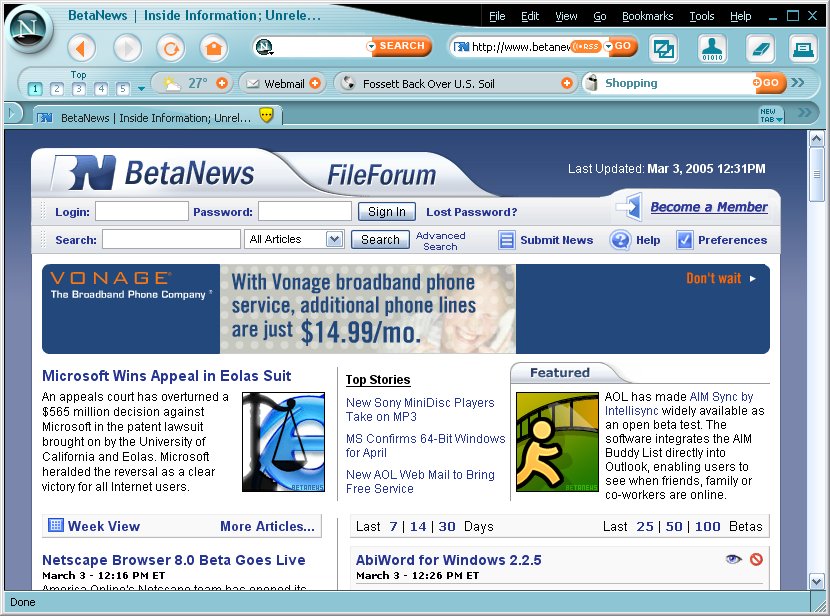 Netscape Navigator 9.0.0.6  Web browsers