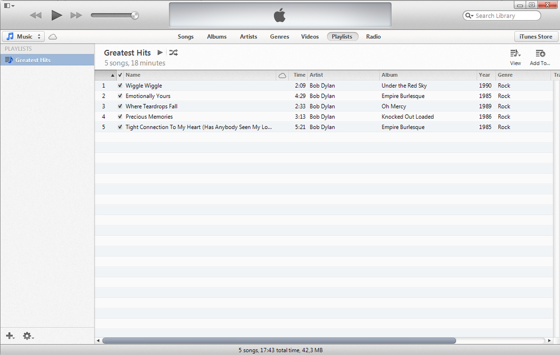 iTunes - playlists tab