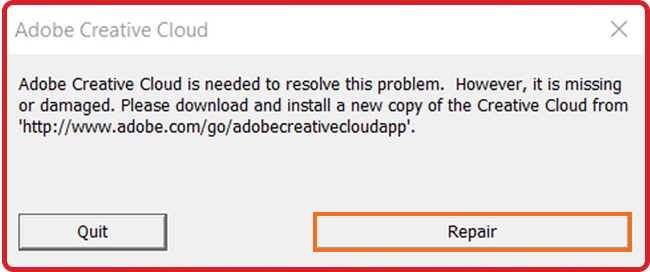 How to Fix Error Adobe Creative Cloud Is Needed To Resolve This Problem, It Is Missing Or Damaged