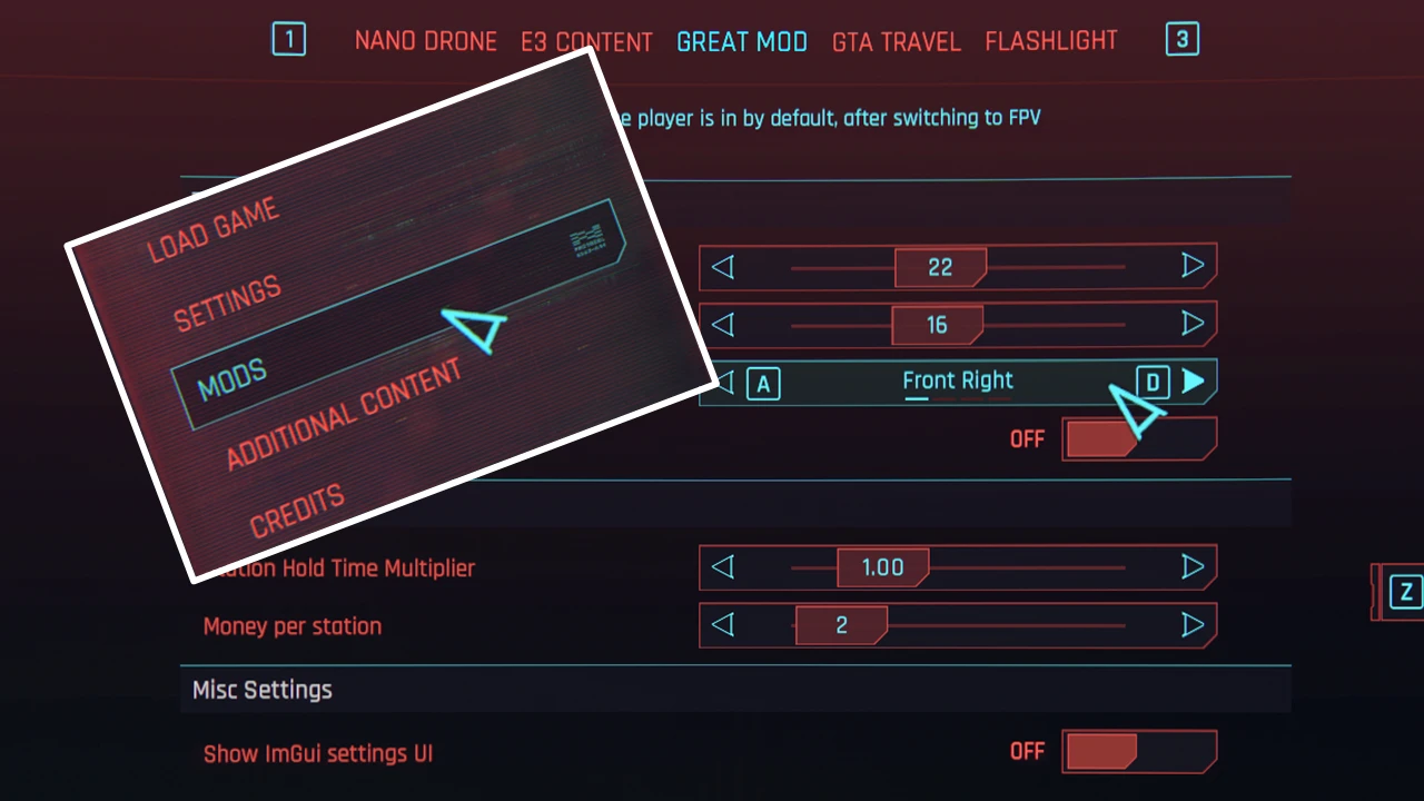Mods and Mod settings now showing in cyberpunk menu