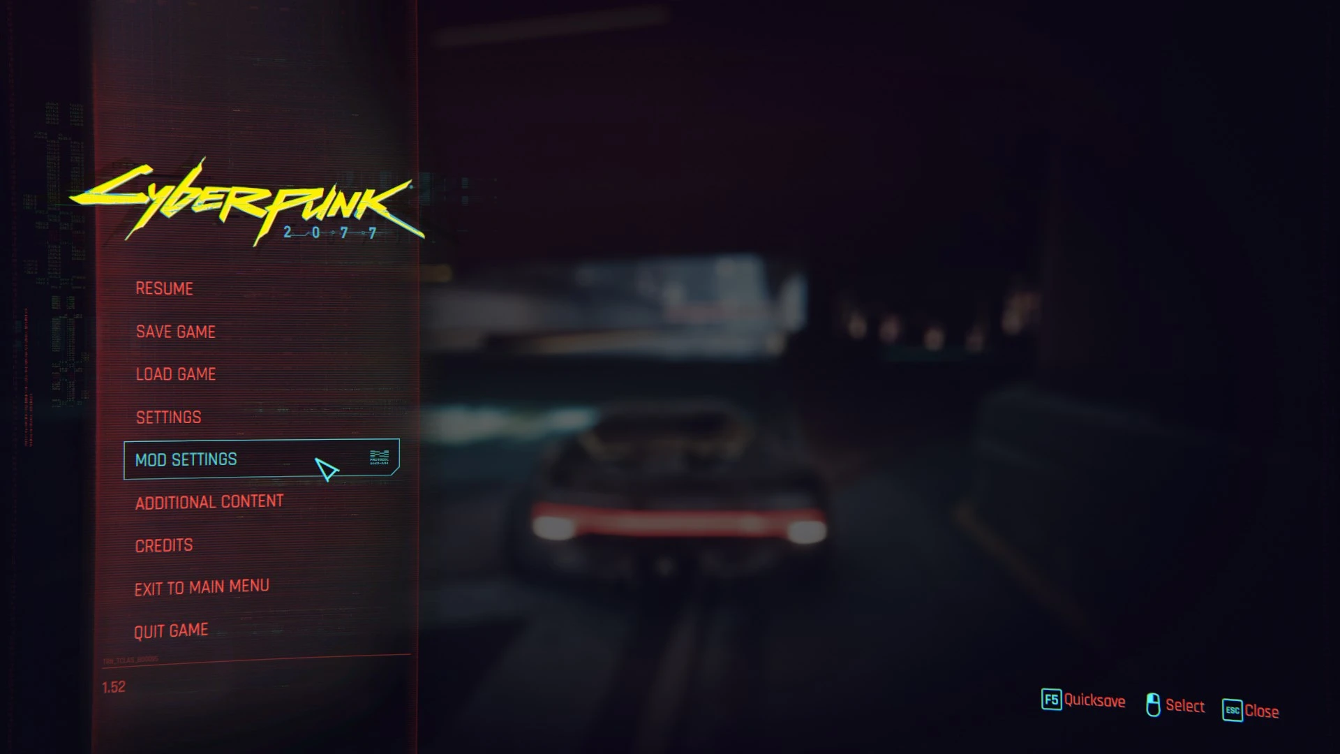 Mod Settings Missing in Cyberpunk fix