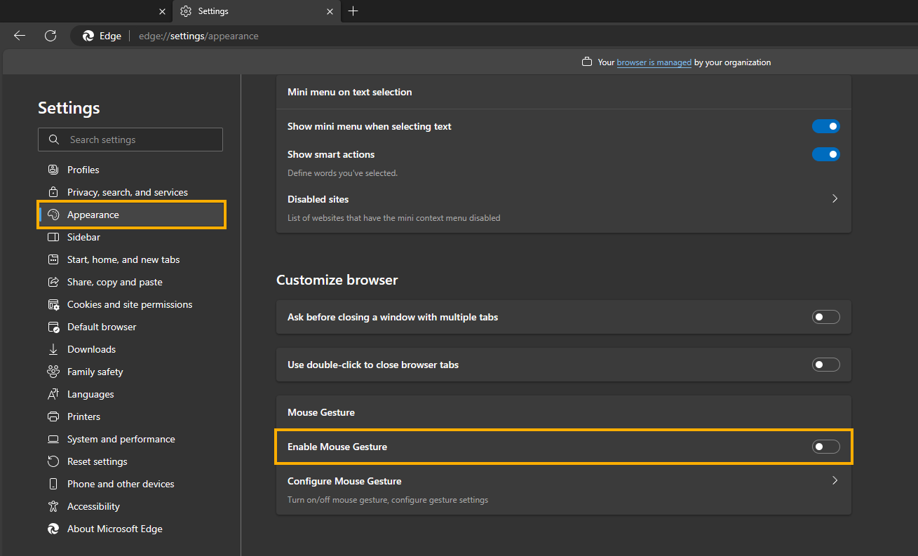 Enable and Use Mouse Gestures in Edge