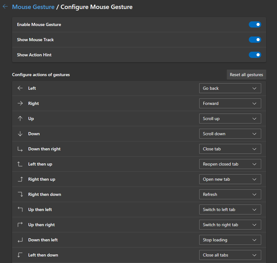 Enable and Use Mouse Gestures in Microsoft Edge solution