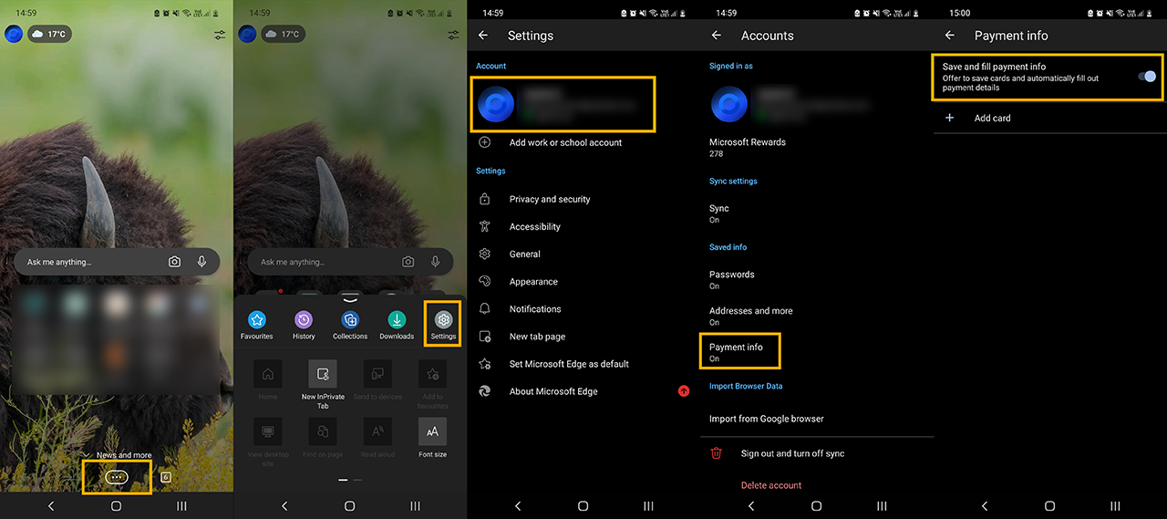 How Do You Stop Microsoft Edge Asking to Save Payment Info on Edge Mobile