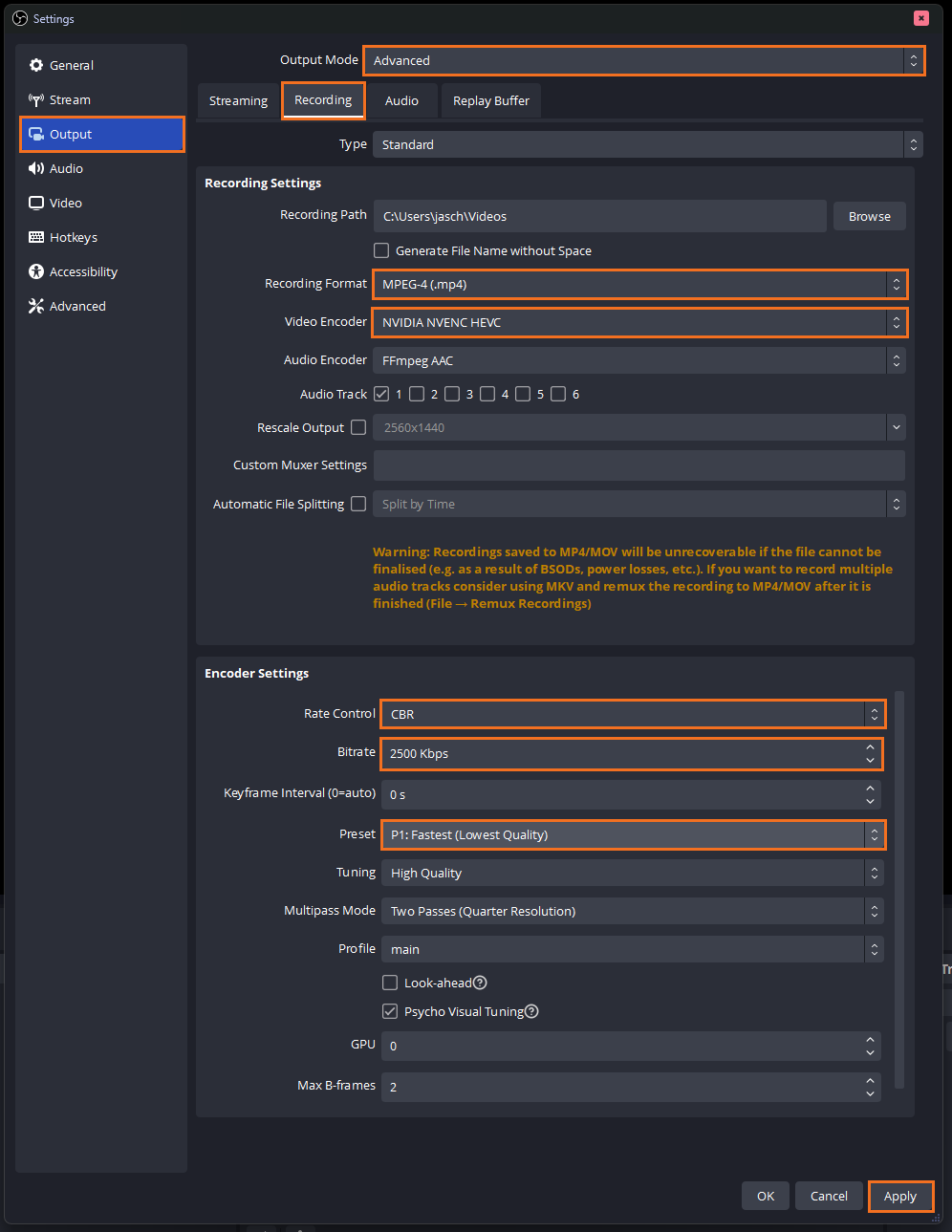 The OBS Best Settings for laptops