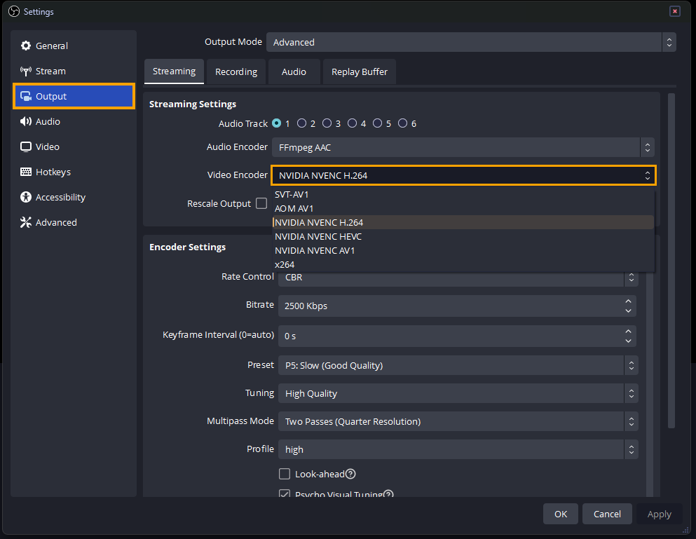 Failed to open nvenc codec obs 2025