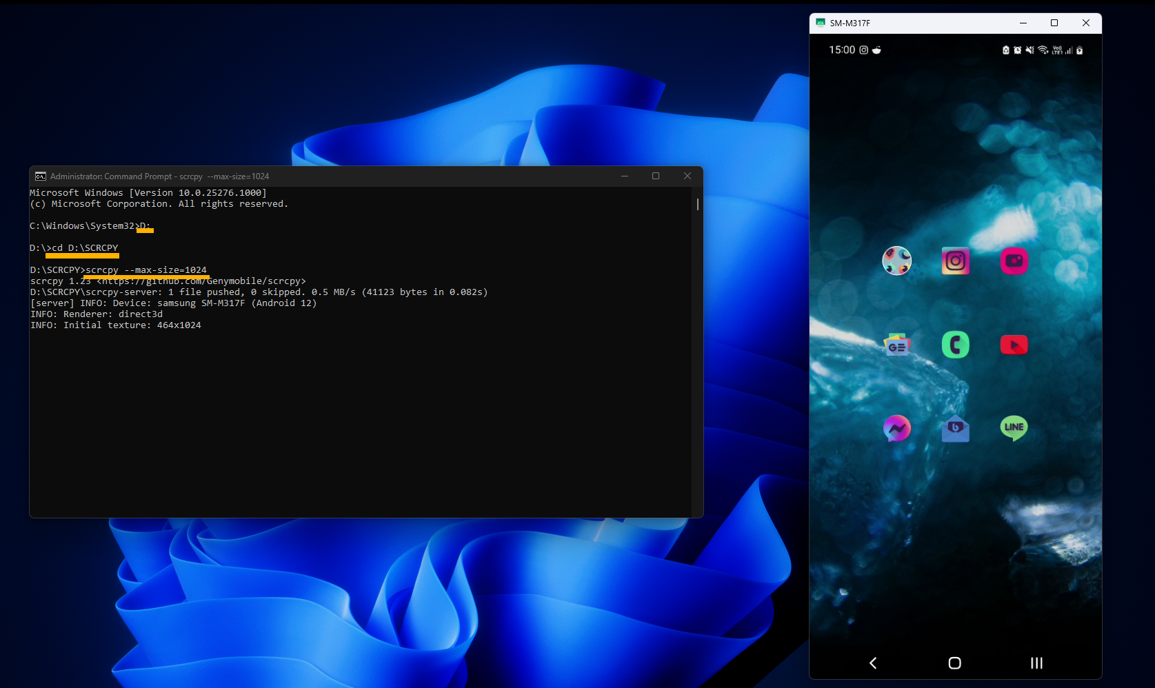 How to change screen resolution in SCRCPY