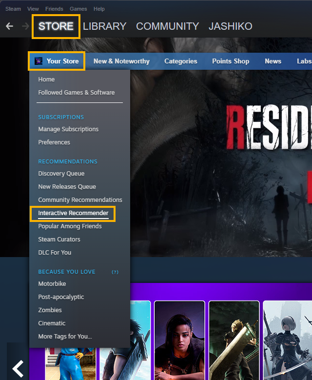 How to use Interactive Recommender in Steam to discover hidden gem games