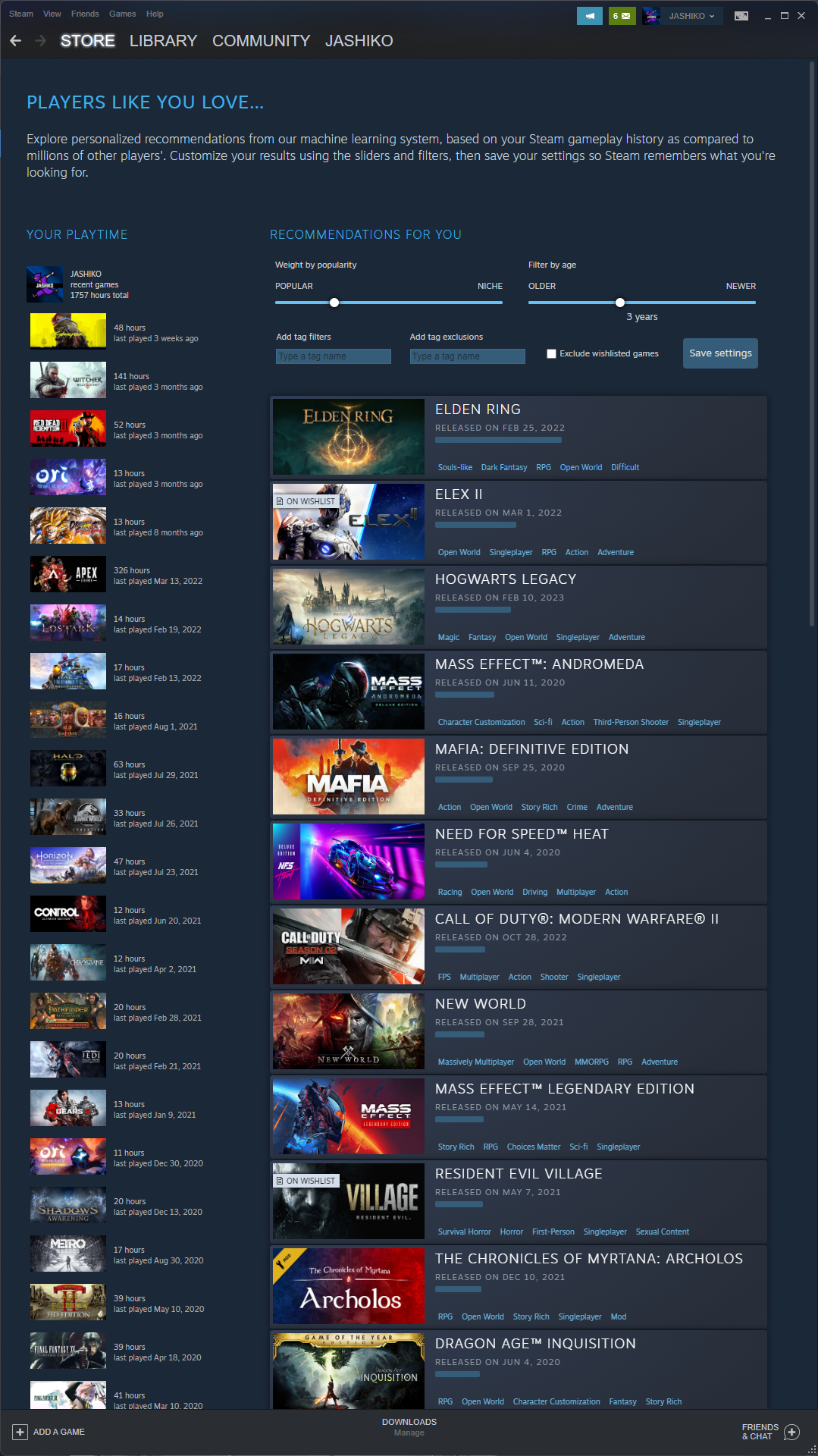Where to find Interactive Recommender in Steam 