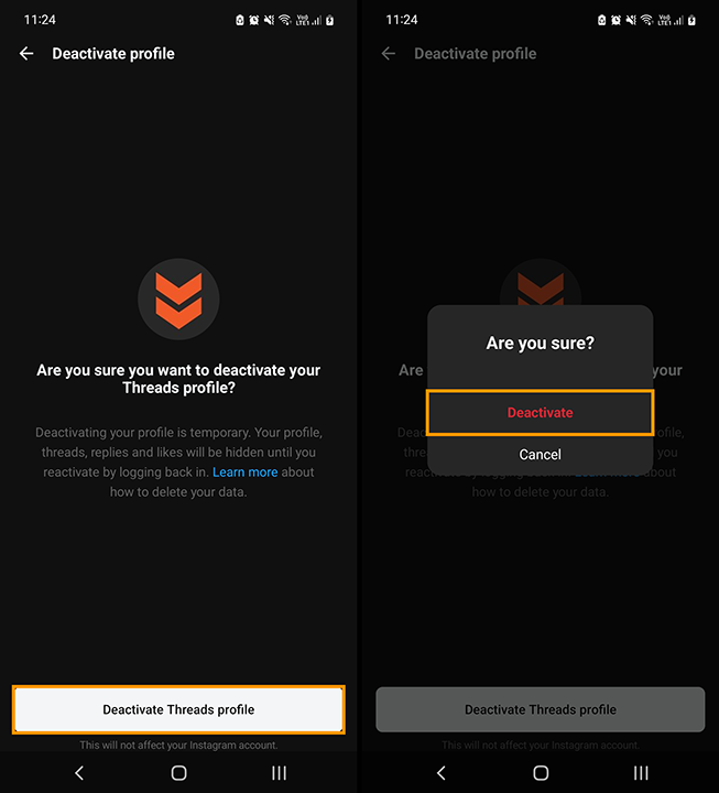 where to Deactivate your Threads Profile Disable Threads account.