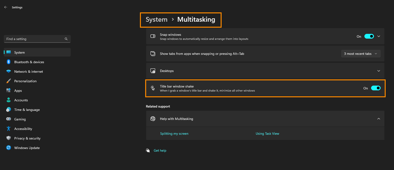 How to Enable or Disable Shake to Minimize on Windows 11