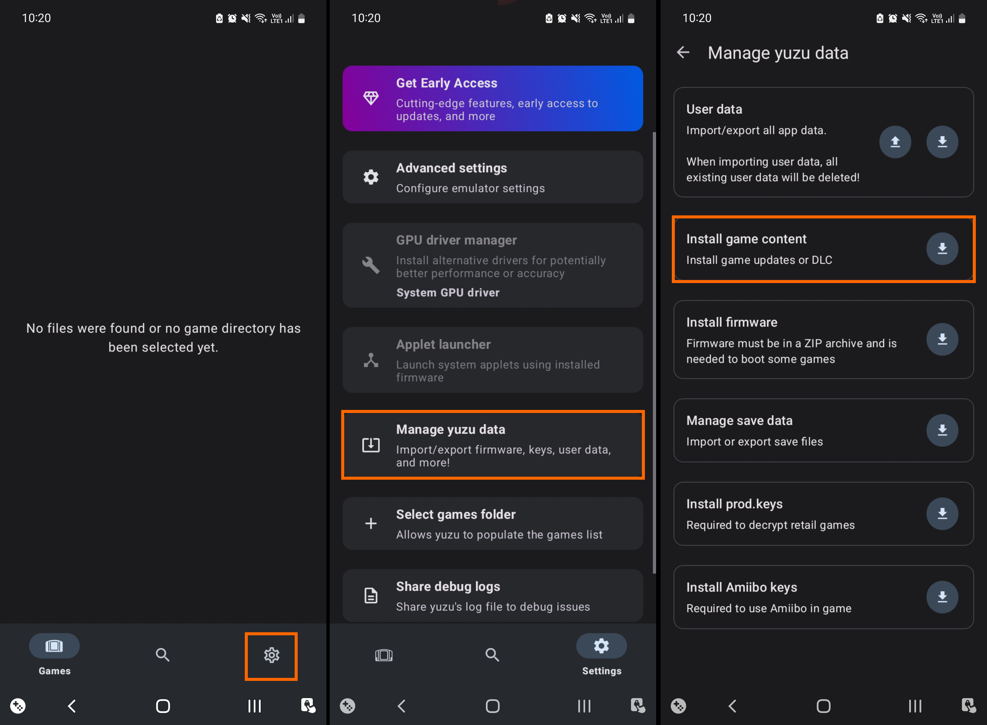 Install Game Content Game Updates and DLC on YuZu Android