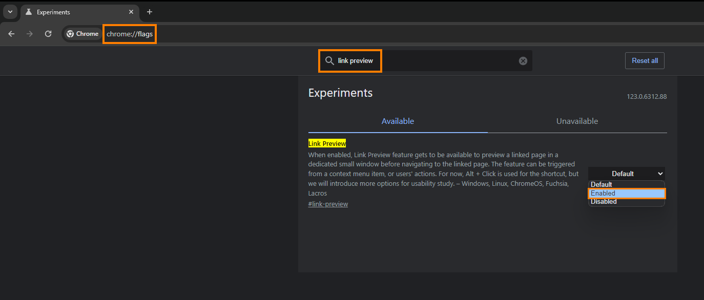 Enable and Use Link Preview in Chrome