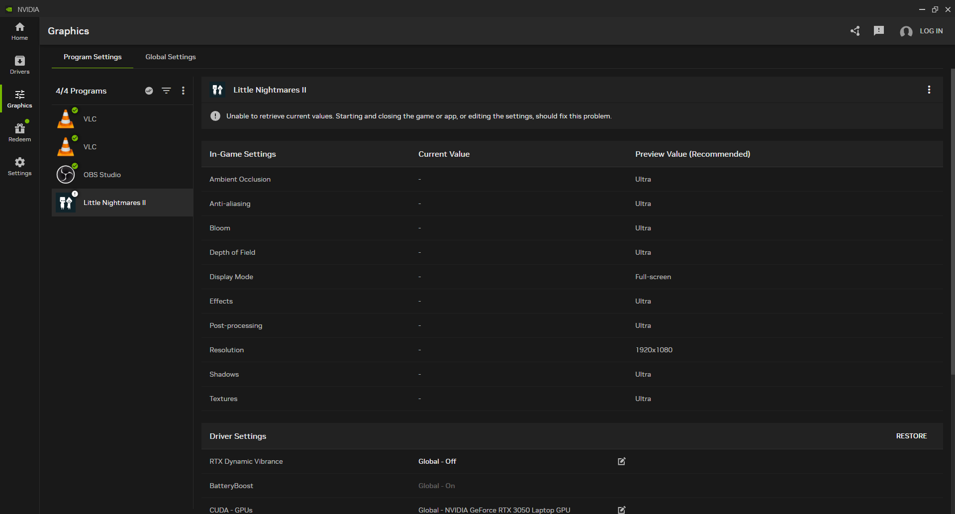 How to Adjust Program Graphics Settings in the NVIDIA App