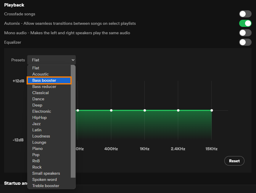 Enable and Use the Spotify Equalizer.