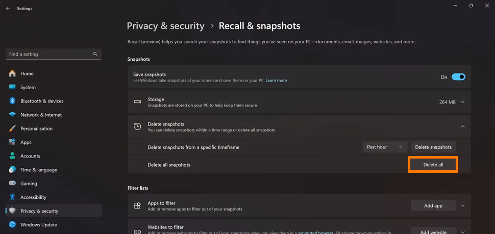 How to Disable Windows Recall windows 11