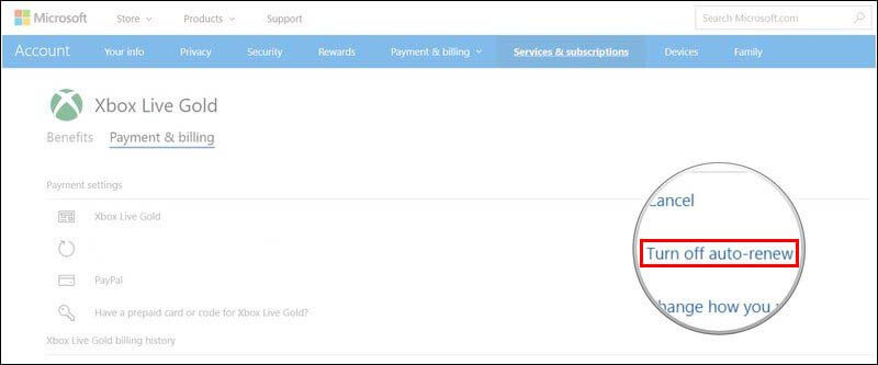 where do you cancel your xbox live sub