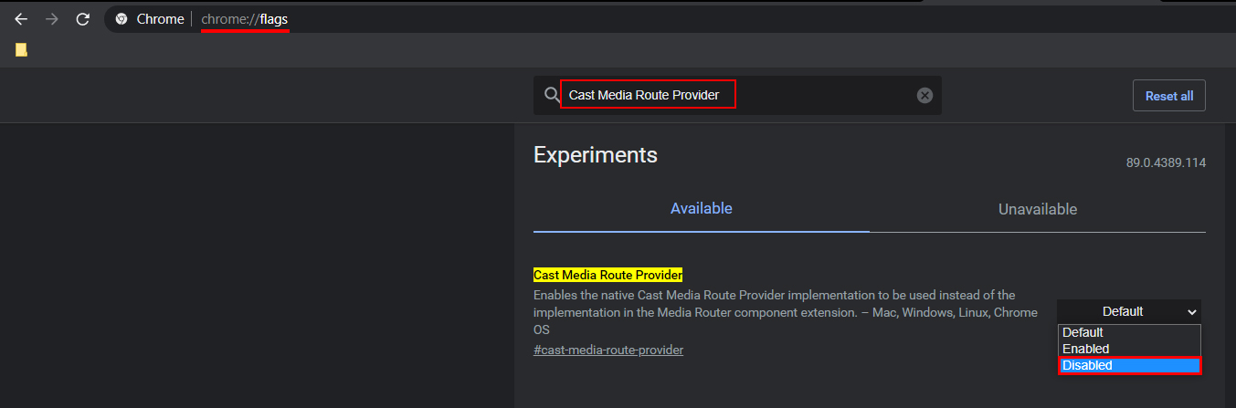 disable chrome cast icon chrome