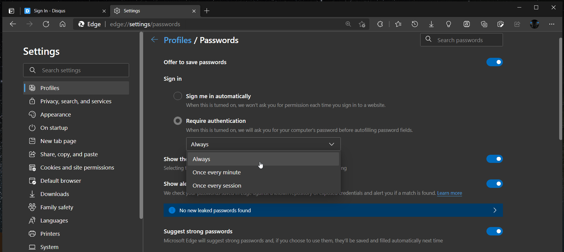 edge password verification