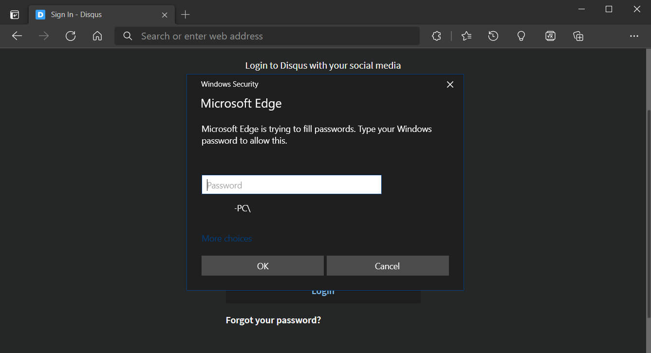 edge master password verification enable