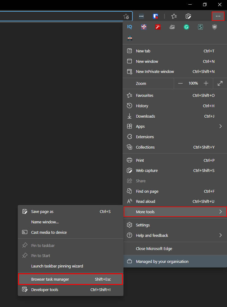 where is the task manager on microsoft edge