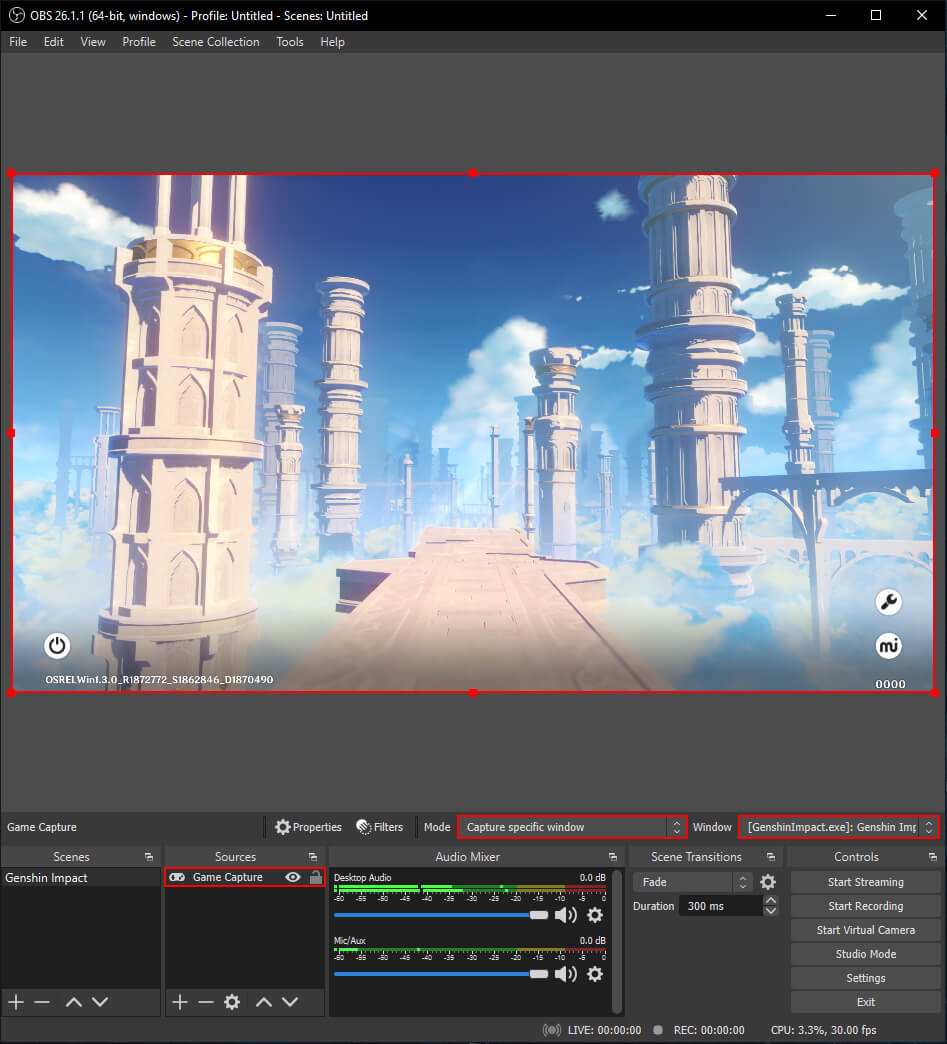 fixing obs for genshin impact streaming