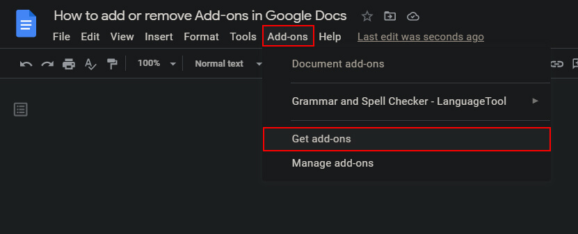 add and remove google docs add ons
