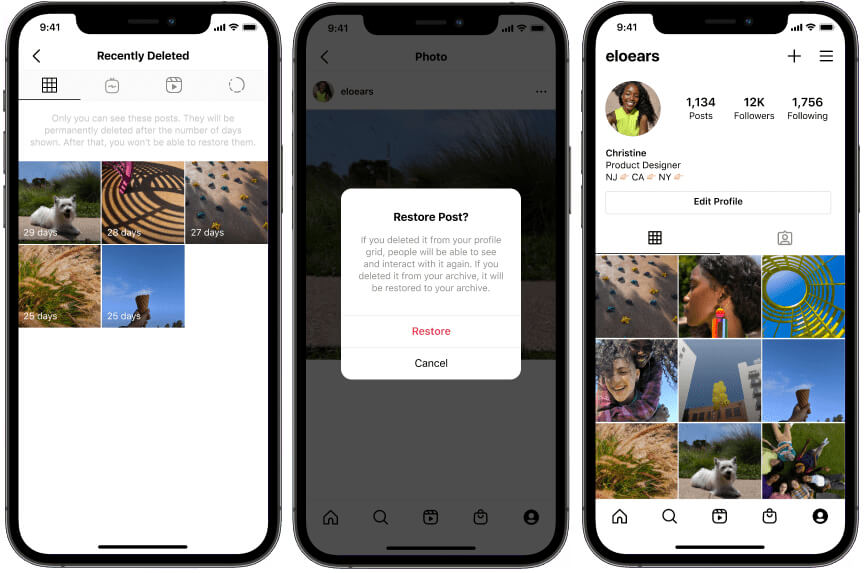 can you restore stuff you deleted on instagram