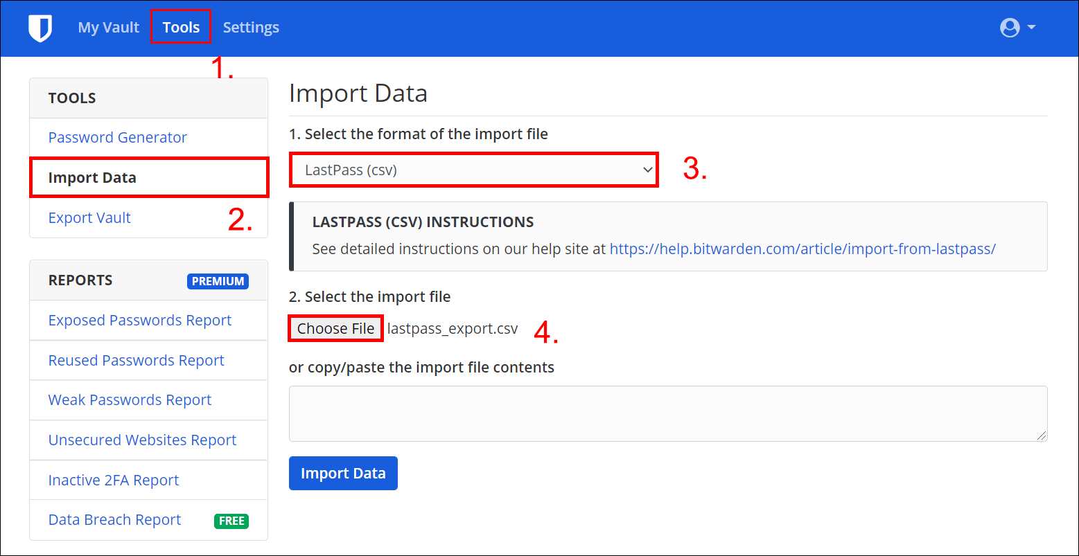 move passwords from lastpass to bitwarden