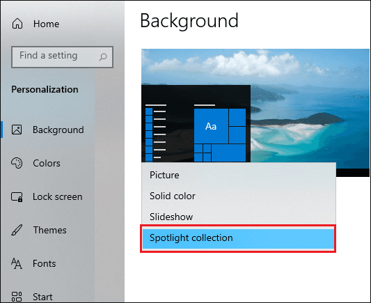 spotlight collection as wallpaper windows 10