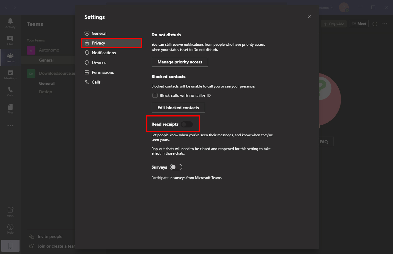 teams not showing seen notices next to chats