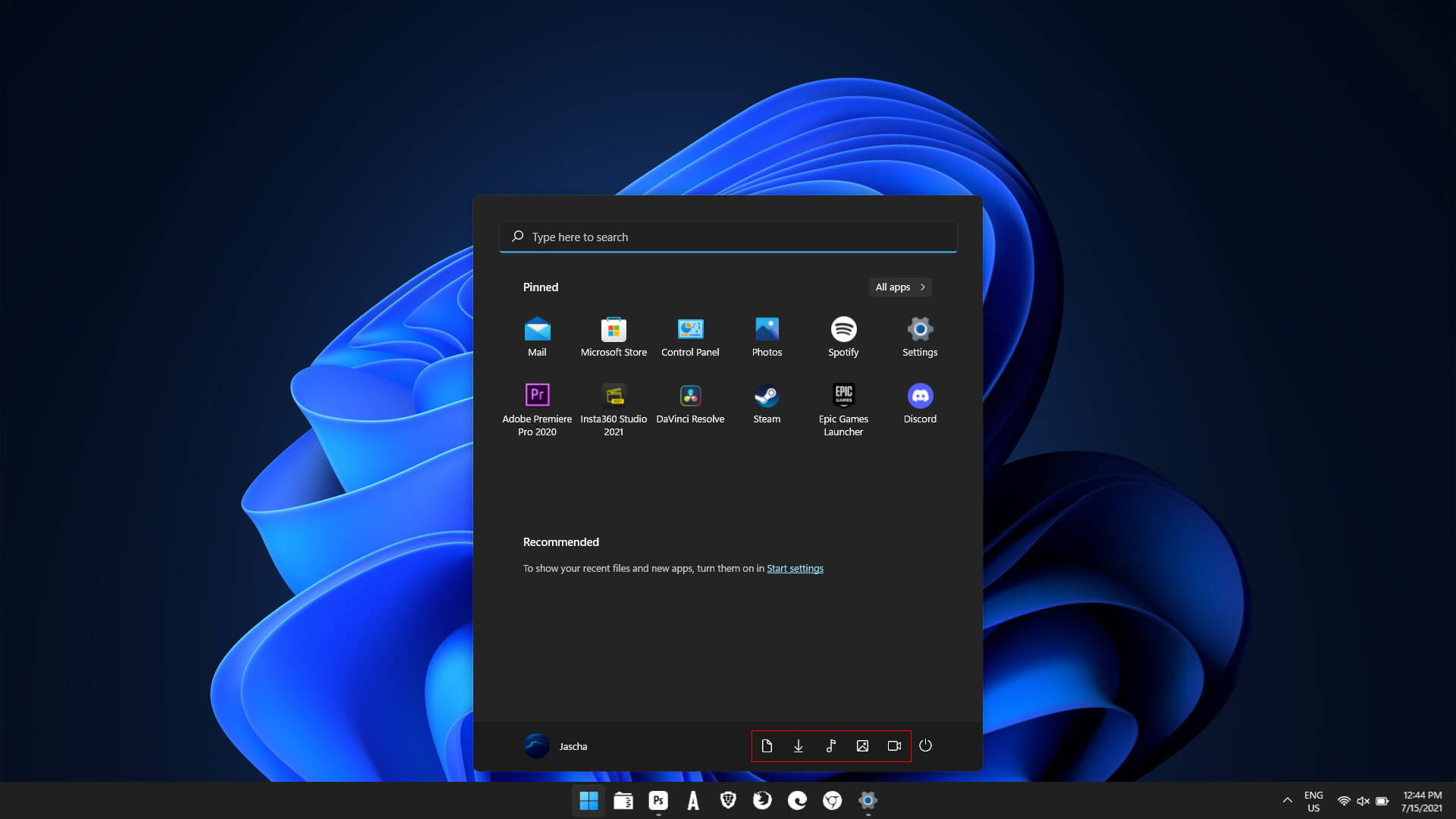 Add folder shortcuts to the start menu on Windows 11