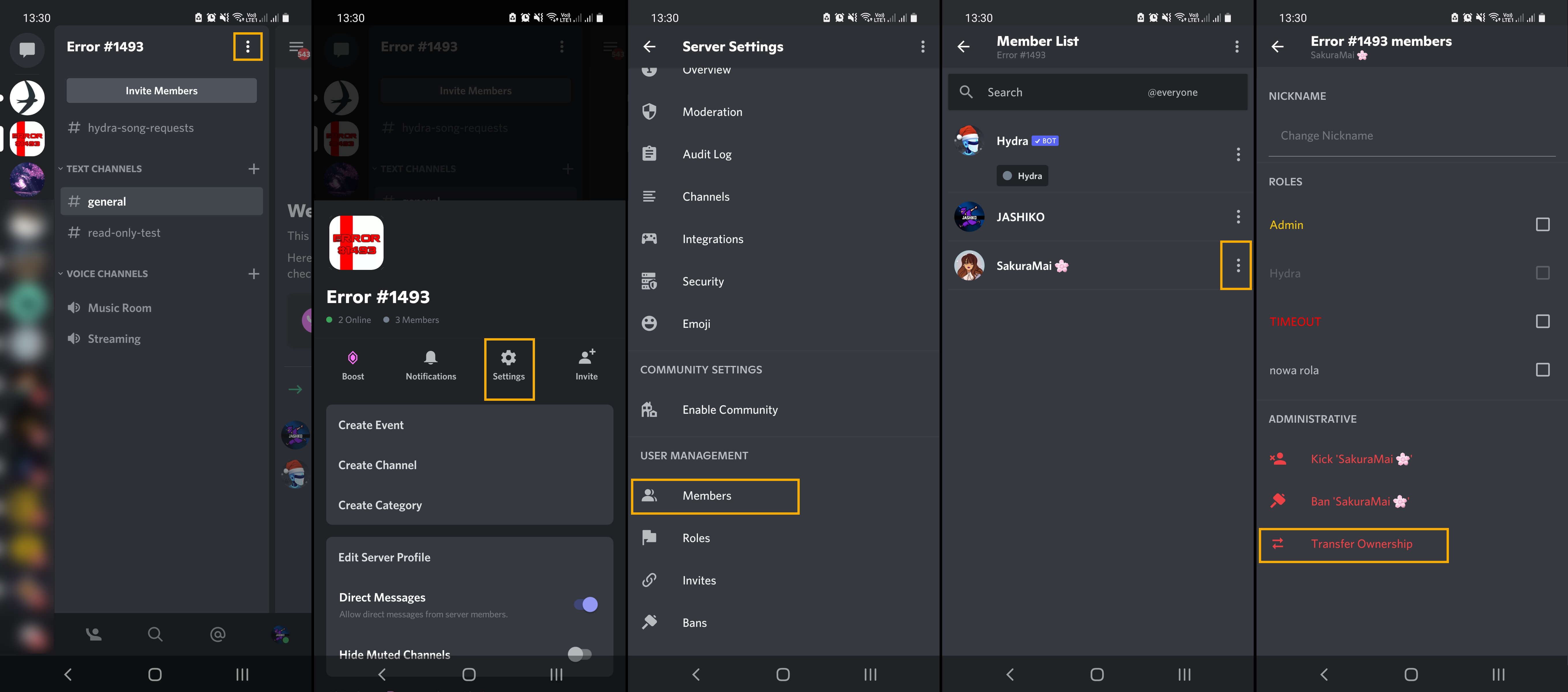 How to transfer discord servers to different users
