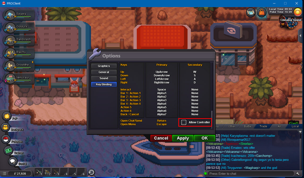 Controller setup guide for Pokemon Revolution Online