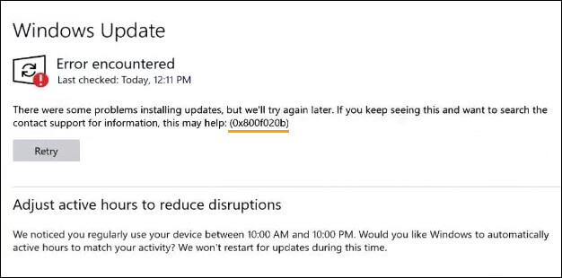 how to fix 00x800F020B update error windows 11