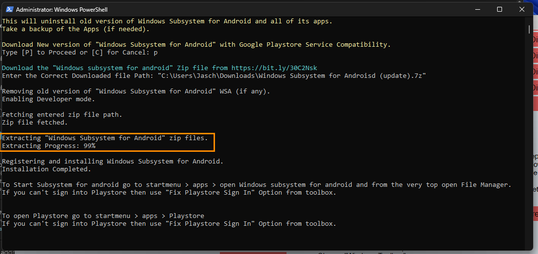Windows subsystem for android with Google play store download