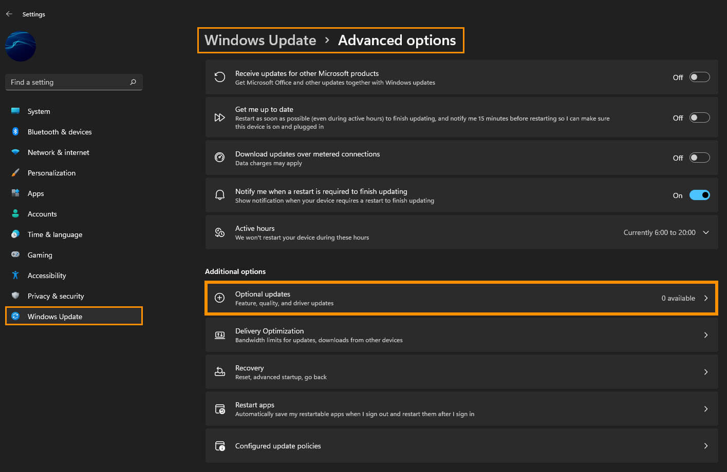 How to find optional updates on windows 11