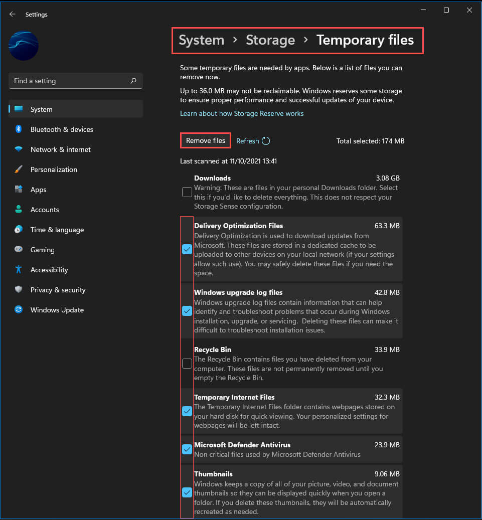 how to use Storage sense on windows 11 to clear space