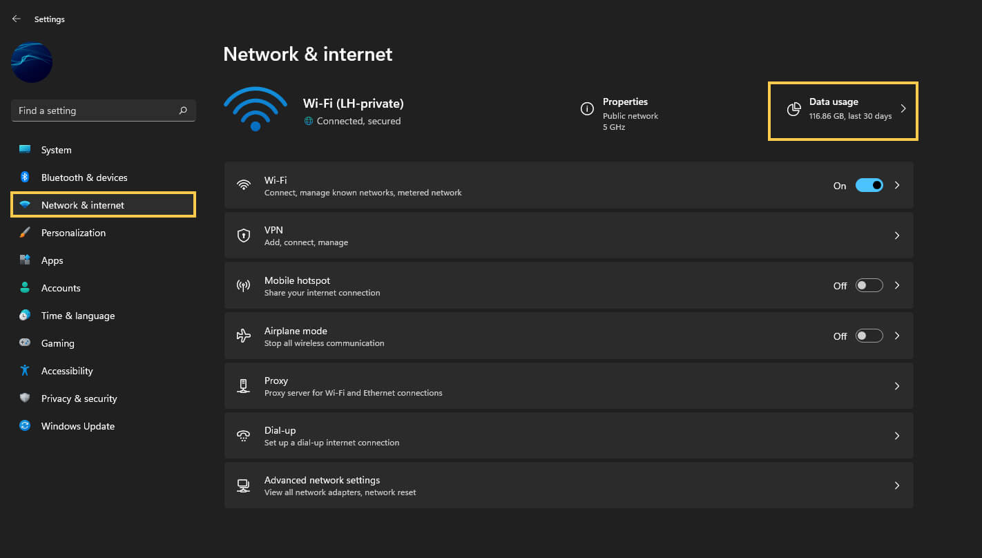 Windows 11 set data limits for specific connections