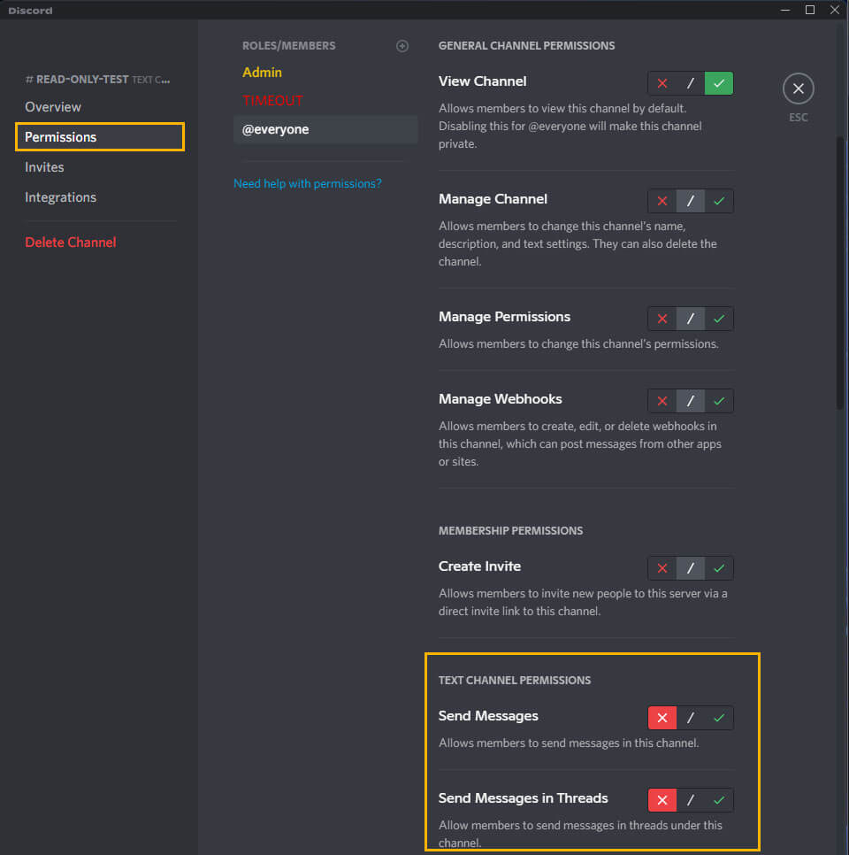 where to make read only channel in discord