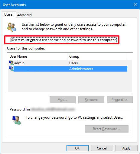 skip the password screen on windows 11