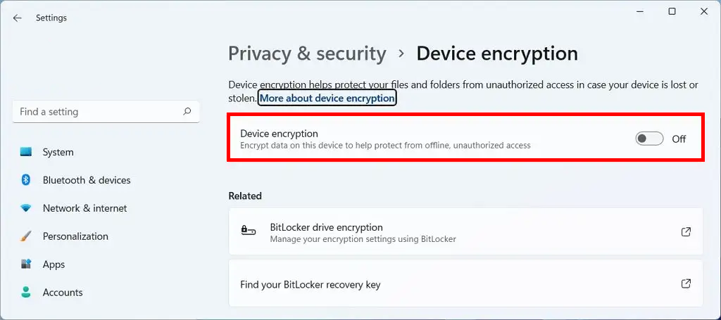 windows 11 home bitlocker enabled